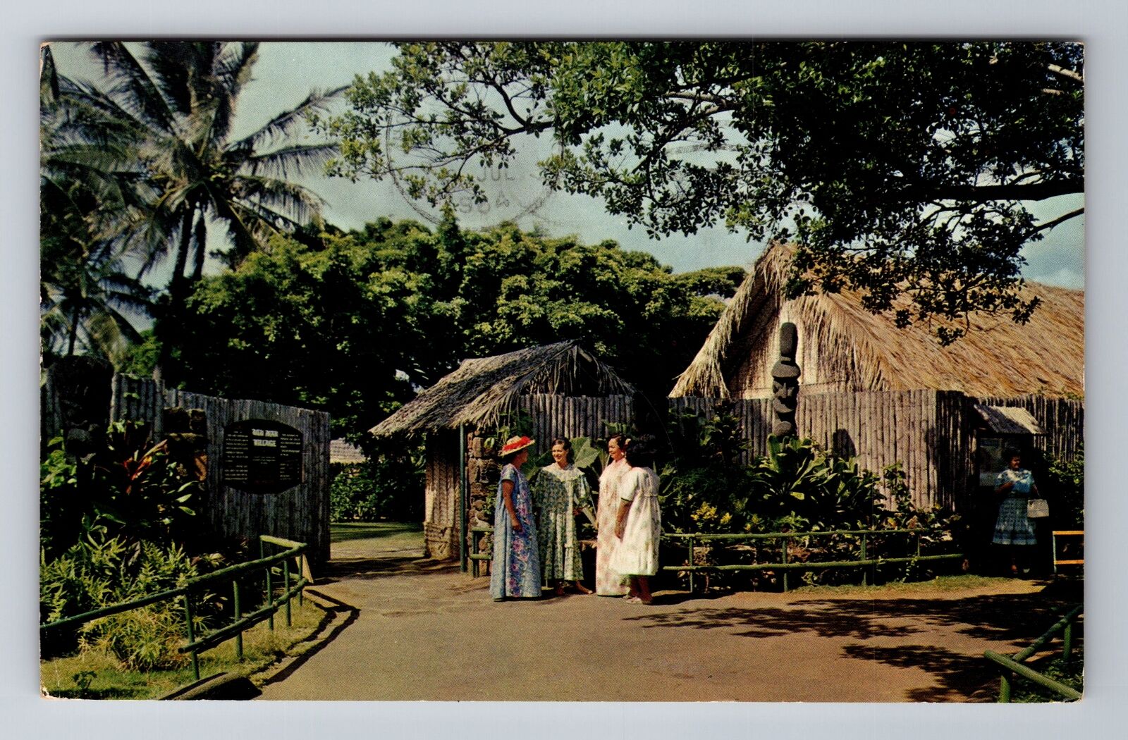 Ula HI- Hawaii, Entrance Ula Mau Village, Antique, Vintage c1964 Postcard