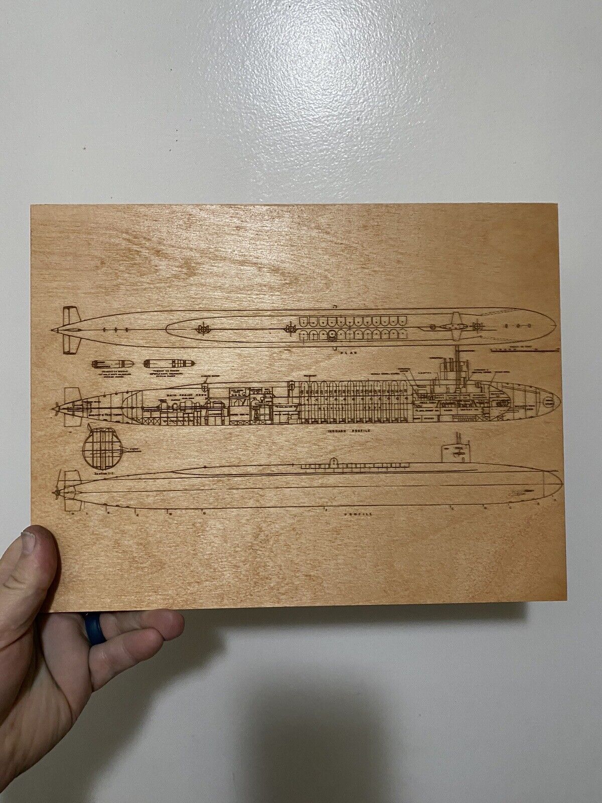 USN Ohio Class Submarine Laser Etched Drawing