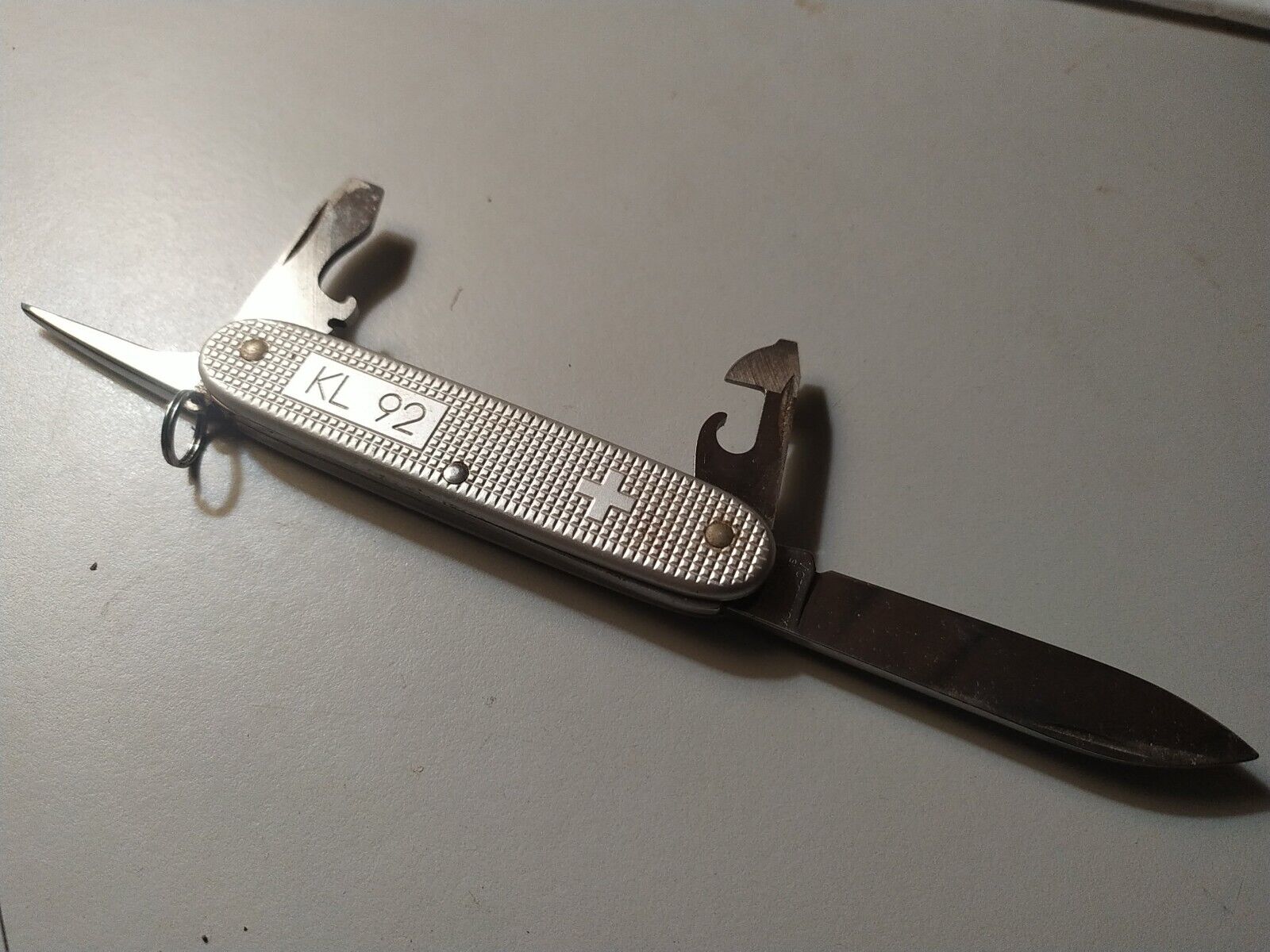 RARE Unused Victorinox KL 92 Swiss Stainless Steel Pocket Knife, Silver Color.