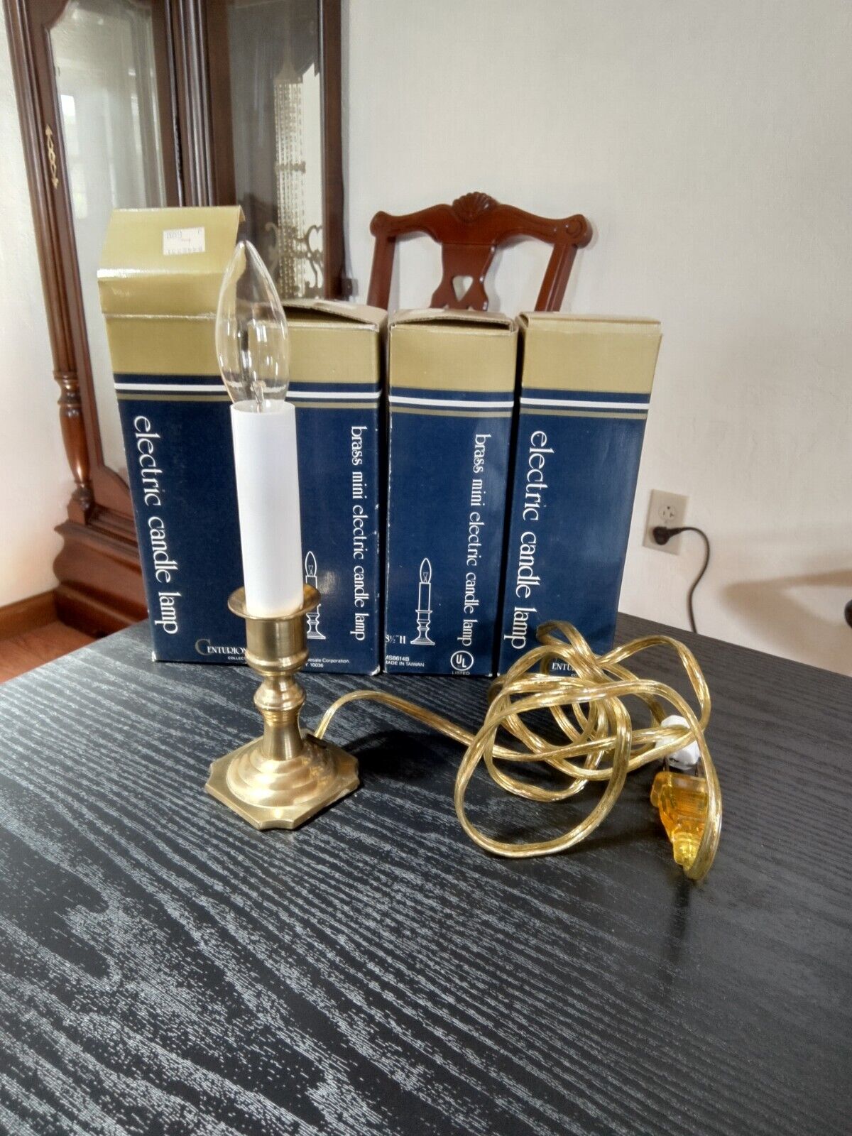 Lot of 4 Centurion Solid Brass Electric Candle Lamp 8 1/2\