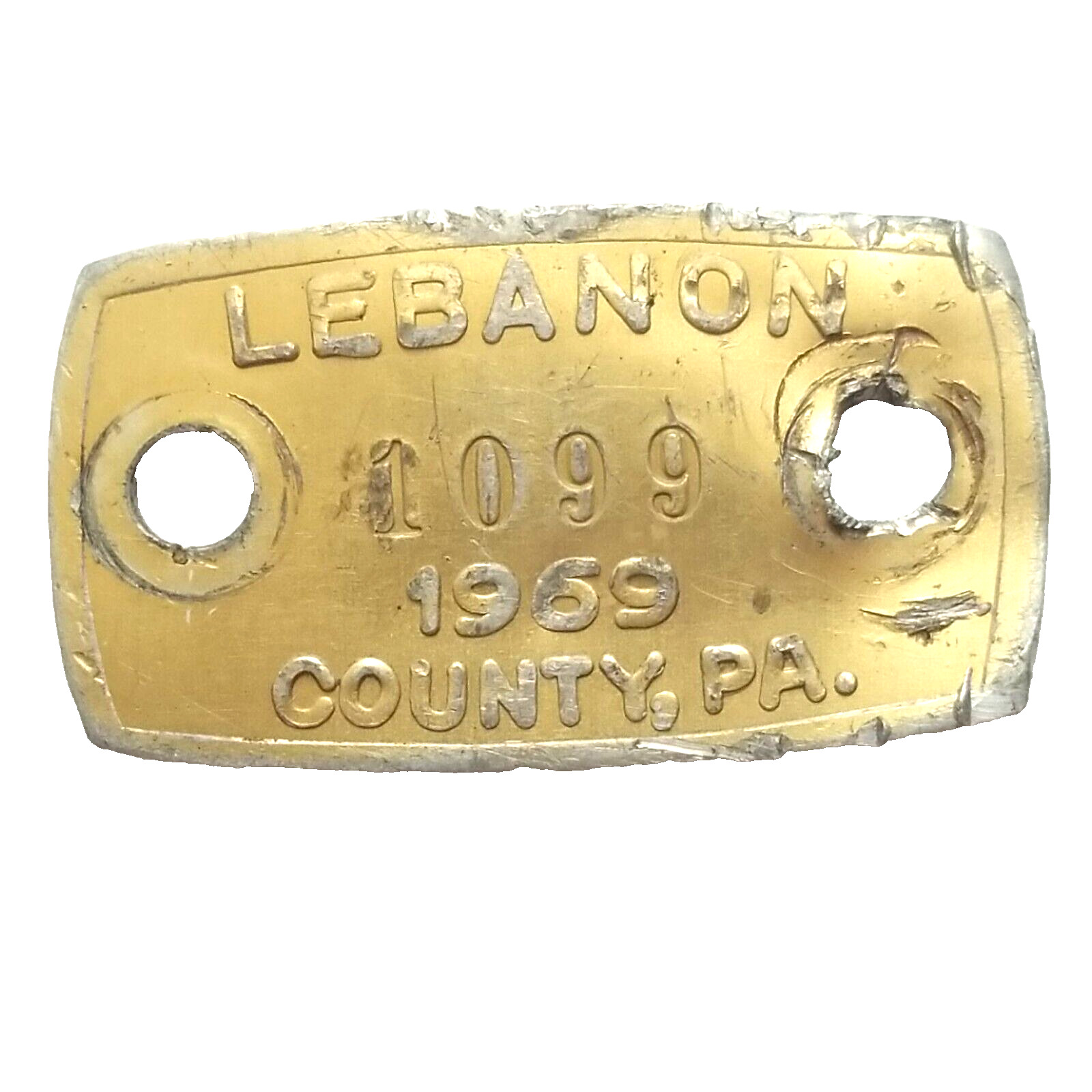 1969 Pennsylvania Dog Metal License Rabies Tag VINTAGE LEBANON COUNTY PA - #1099