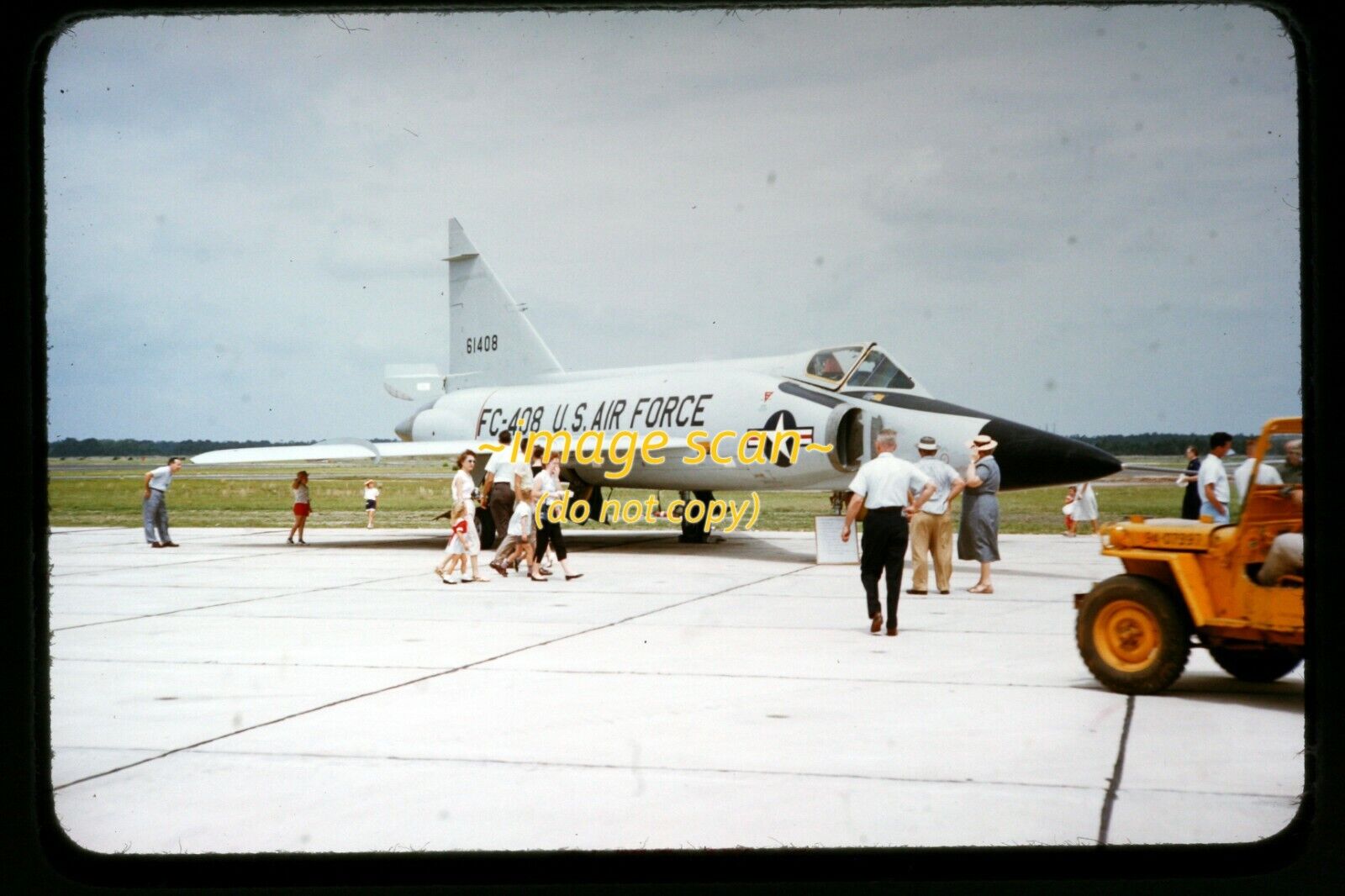 USAF Convair F-102A Delta Dagger at Pensacola in 1950's, Kodachrome Slide h21a