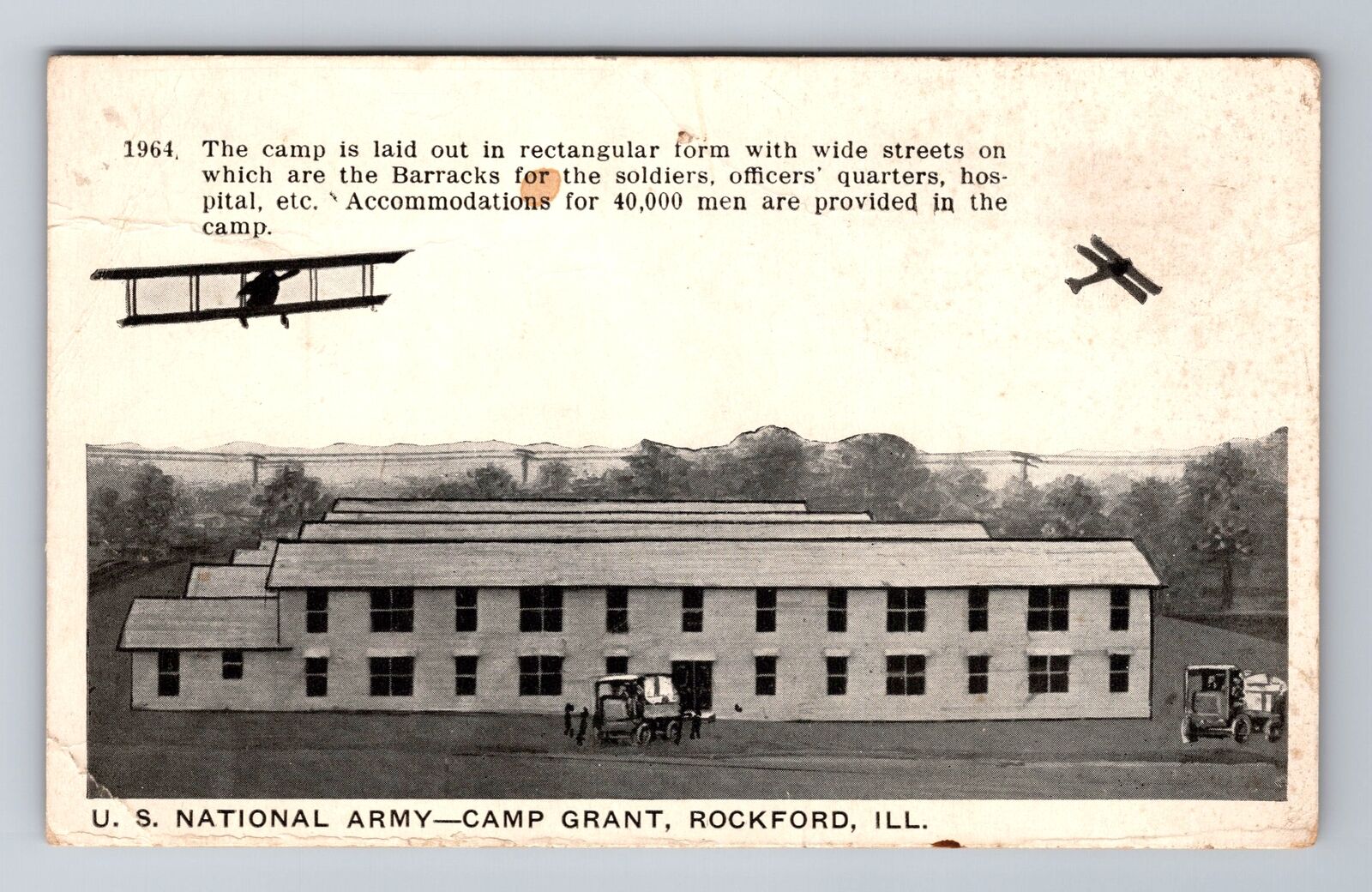 Rockford IL-Illinois, US National Army, Camp Grant, Antique Vintage Postcard