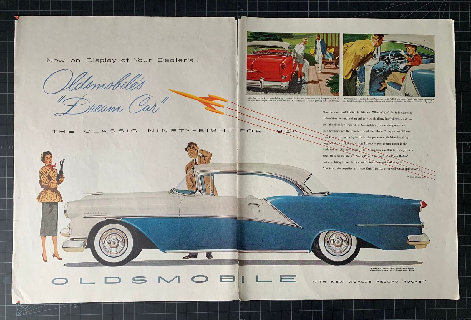 Vintage 1954 Oldsmobile 2-Page Print Ad