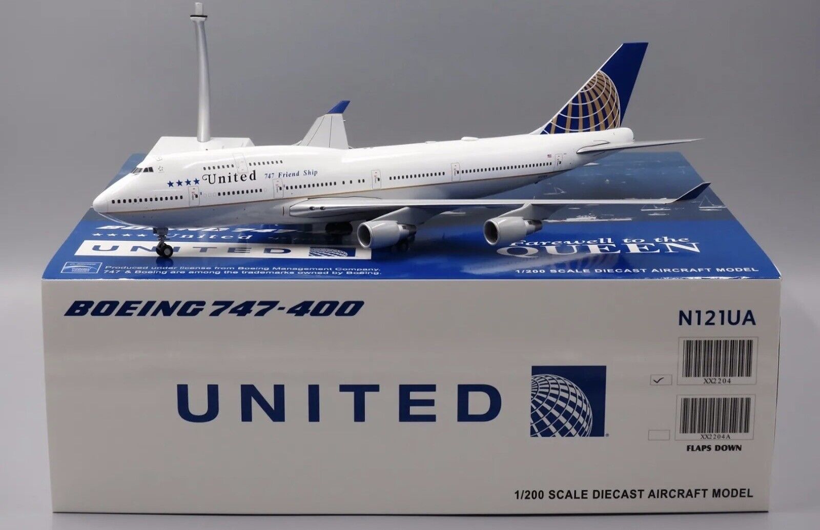 JC WINGS 1:200 UNITED AIRLINES B747-400, Reg. N121UA, “”Farewell to the Queen”