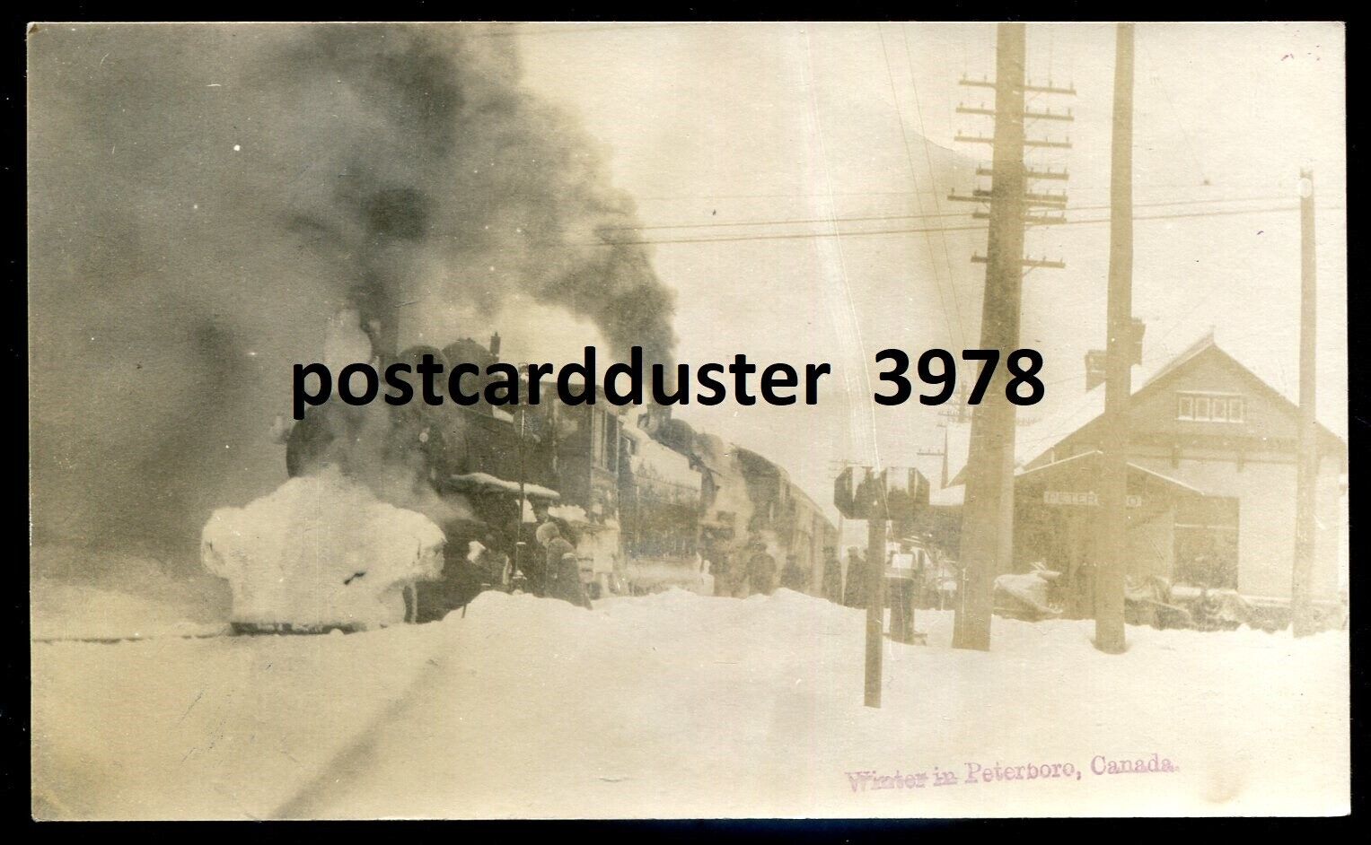 PETERBOROUGH Ontario 1910s Train Station. Real Photo Postcard by Roy