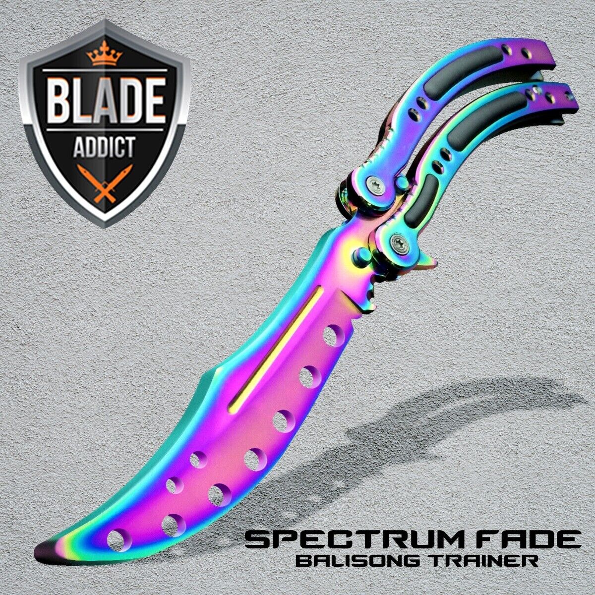 CSGO Practice Knife Balisong Butterfly Trainer Blade - Non Sharp Dull - Spectrum