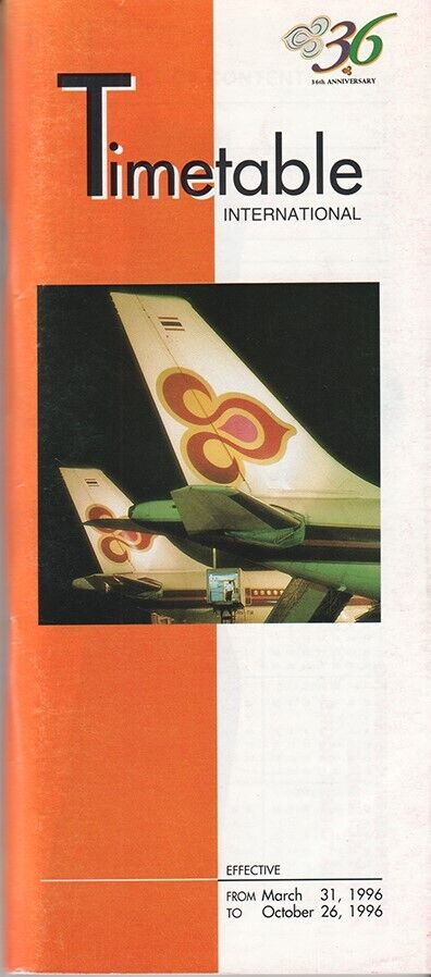 Thai Airways International timetable 1996/03/31