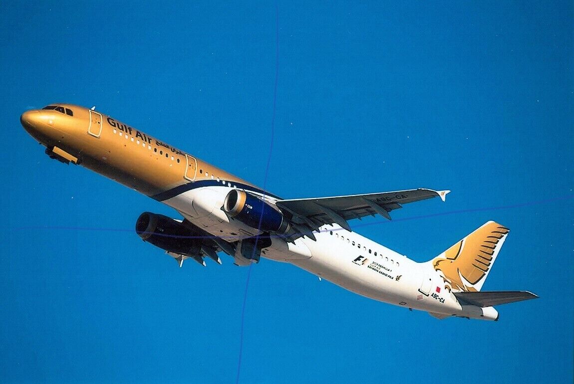 CIVIL AIRCRAFT PLANE PHOTO GULF AIR PHOTOGRAPH PICTURE A9C-CA AIRBUS A321 A/LINE