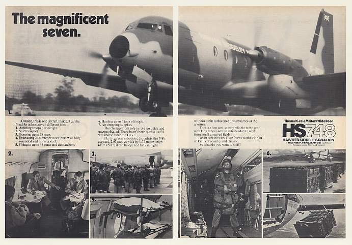 1977 Hawker Siddeley HS 748 Military Aircraft 2-Page Ad