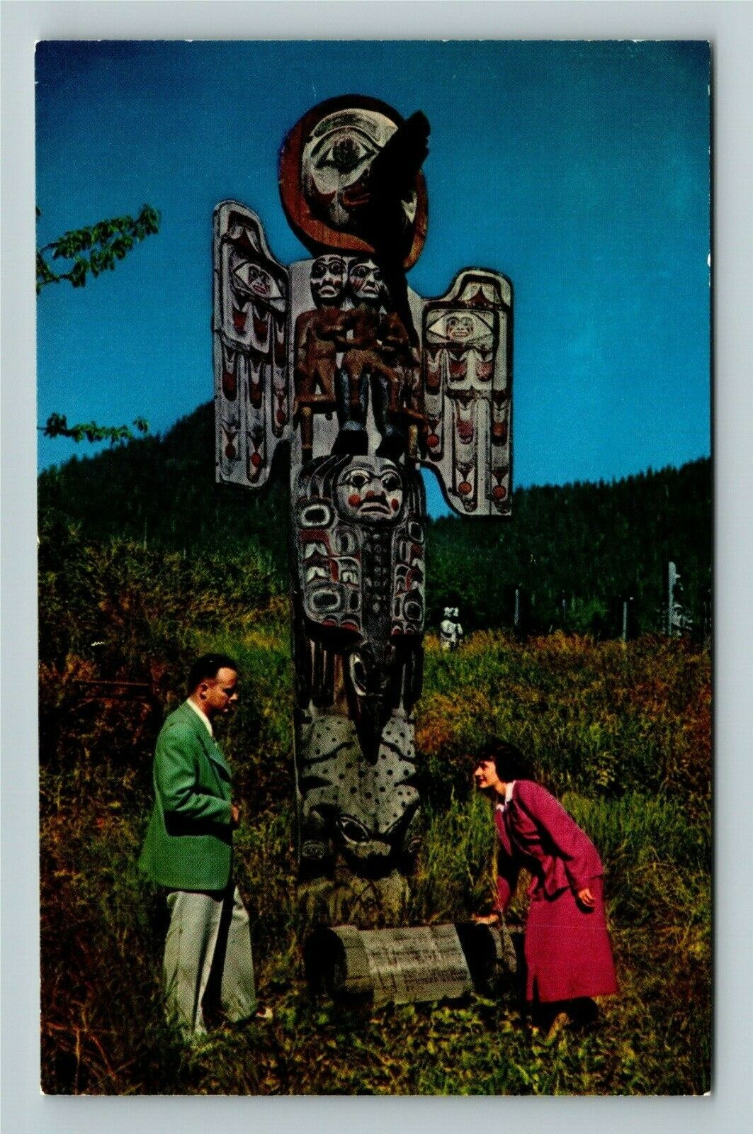 AK-Alaska, Monumental Pole, General Greeting, Scenic Trees, Vintage Postcard