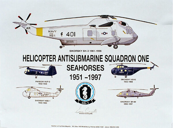 Navy Helicopters, HS-1, Print, Aviation Art, Ernie Boyette