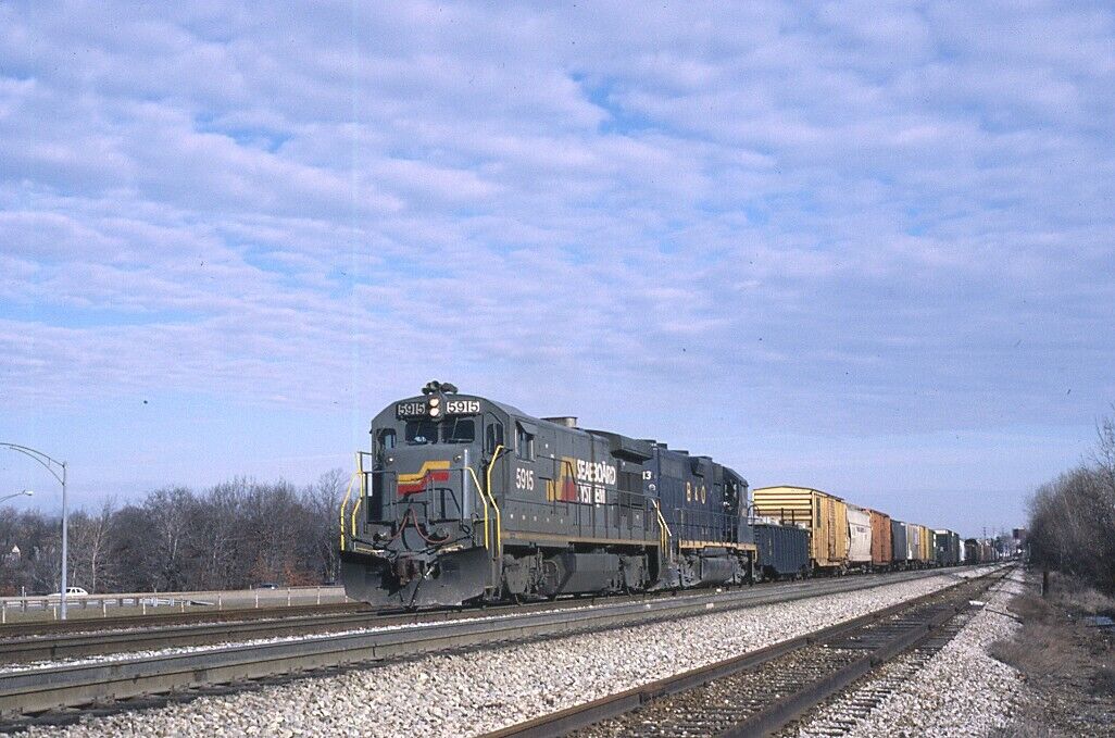 Railroad Slide - Seaboard System #5915 Locomotive 1987 Cuyahoga Falls OH Freight