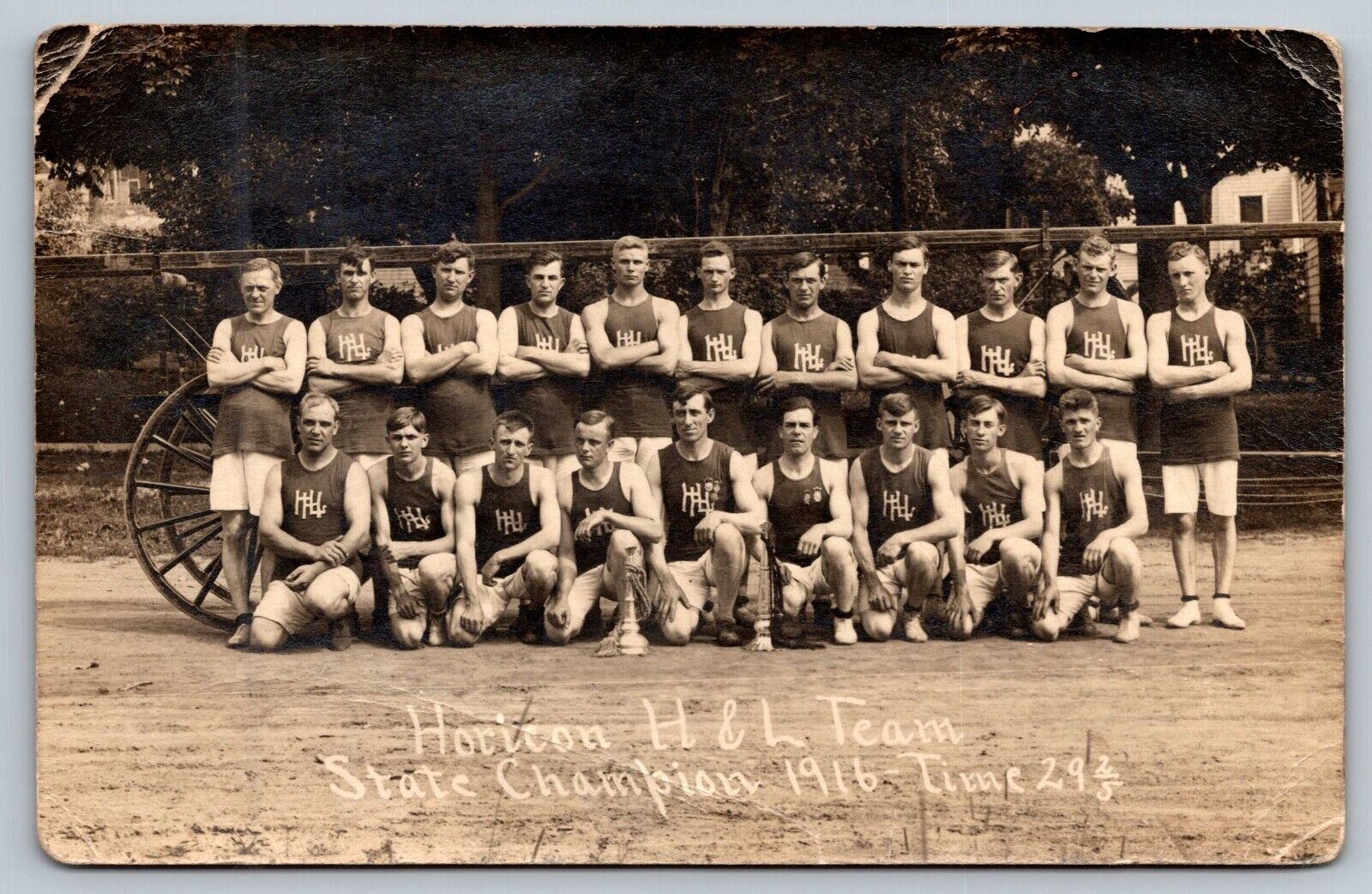 Horicon H & L Team Track State Champions 1916 Wisconsin RPPC Postcard