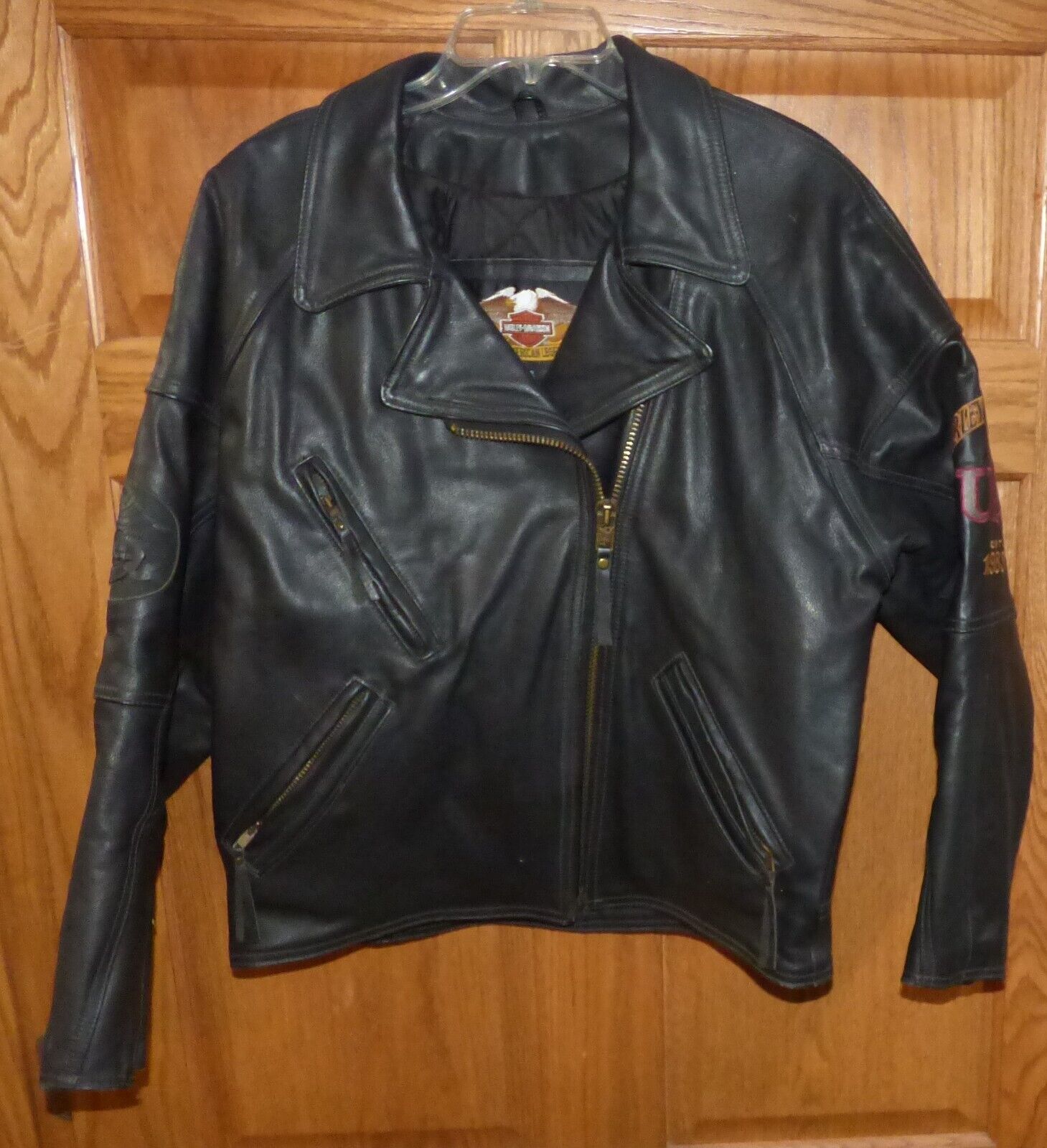 Harley-Davidson Owners Group Women\'s Black Leather Zipper Motorcycle Jacket Med