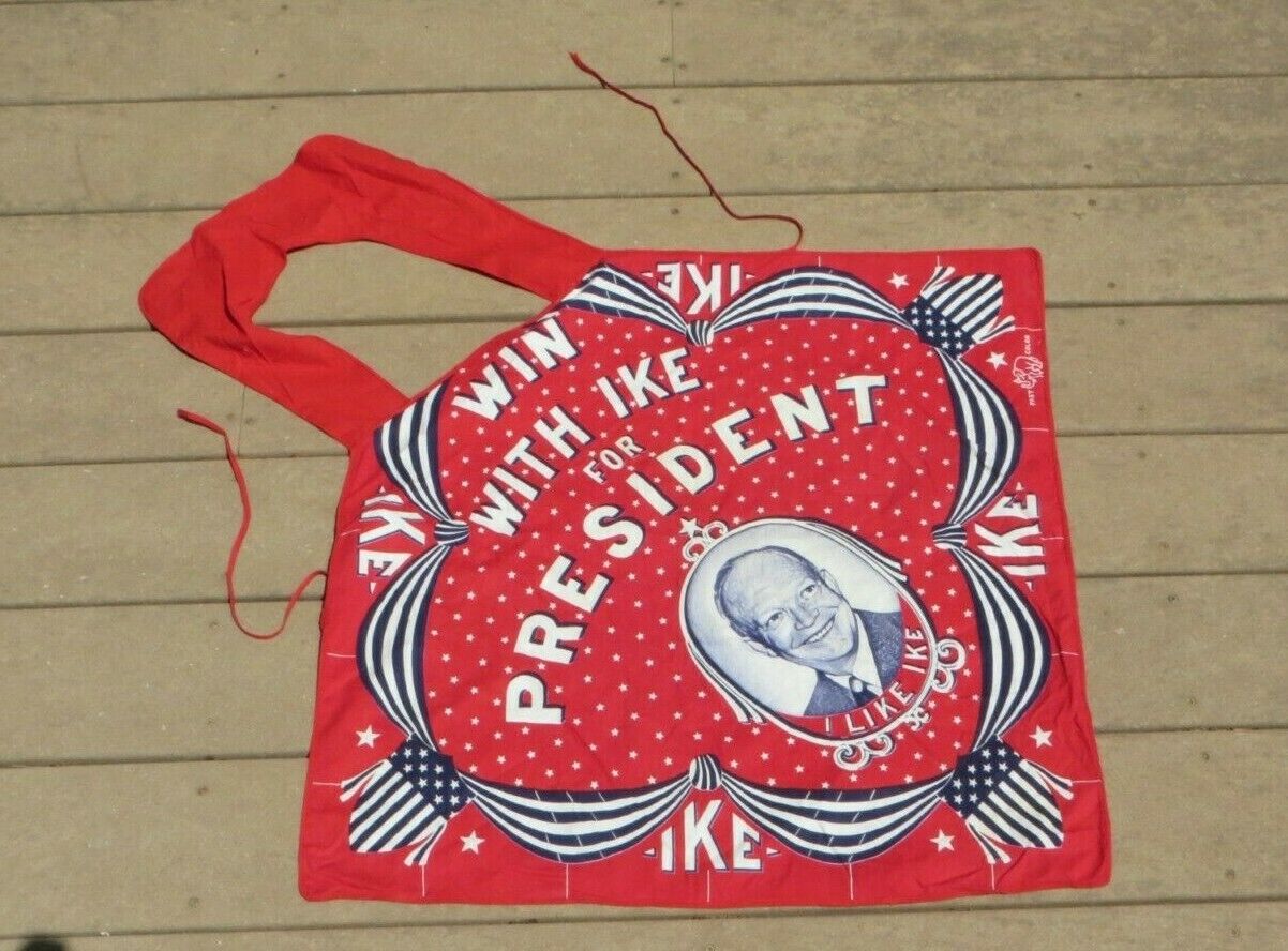 1950S WIN WITH IKE PATRIOTIC APRON EISENHOWER COLORFUL Political Promo