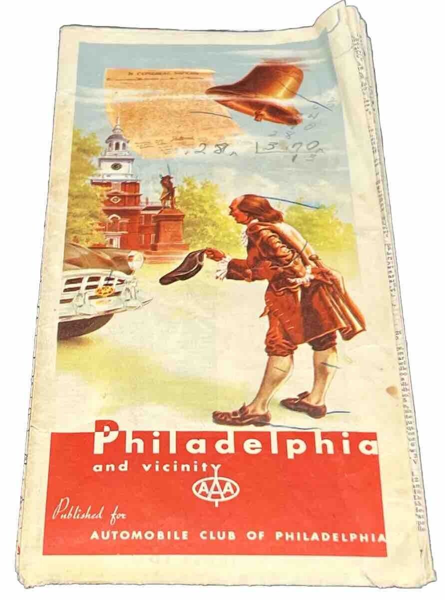 Philadelphia & Vicinity Road Map AAA for Automobile Club Of Philadelphia 1953