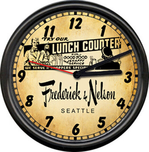 Frederick & Nelson Retro Vintage  Lunch Counter Cafe Diner Sign Wall Clock