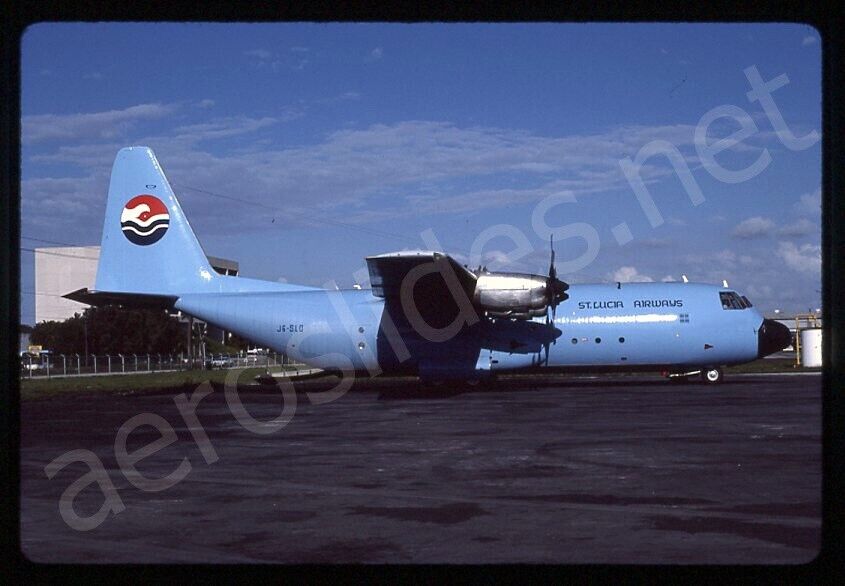 Saint Lucia Airways Lockheed L-100 J6-SLO Mar86 Kodachrome Slide/Dia A1