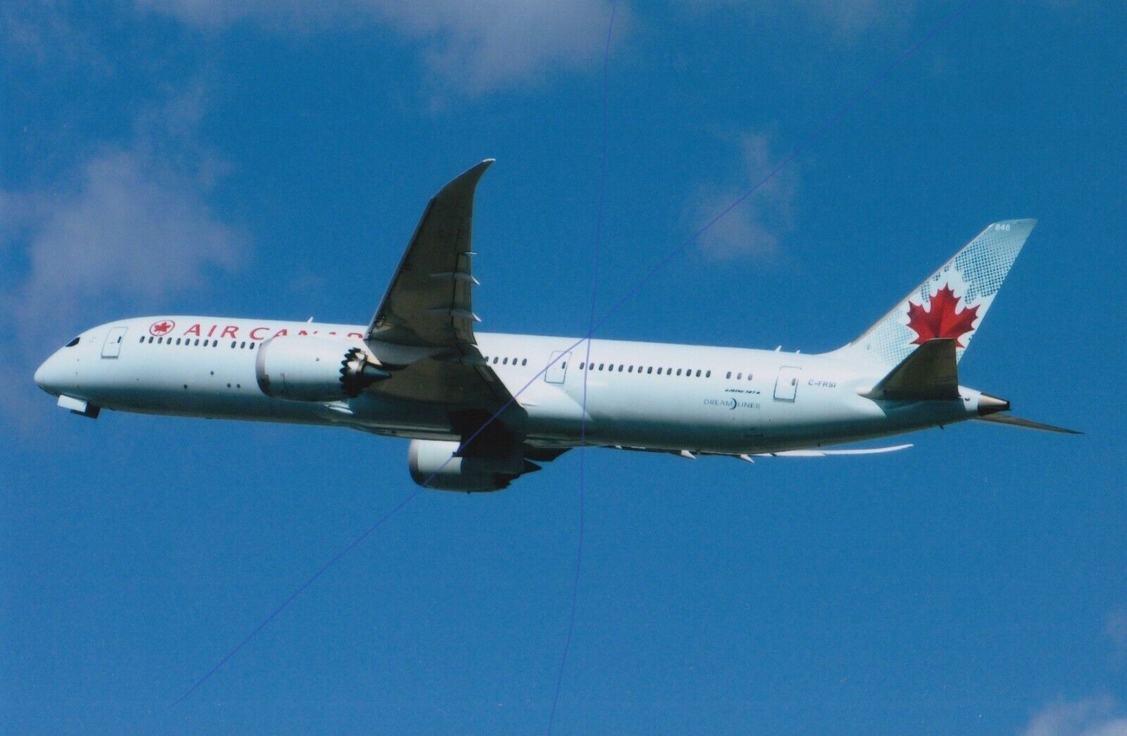 AIRCRAFT PHOTO CIVIL PLANE PICTURE AIR CANADA C-FRSI A BOEING 787 ON PHOTOGRAPH.
