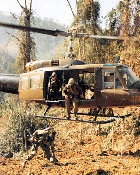 Huey Helicopter drops members 101st Airborne Division 8x10 Vietnam War Photo 973