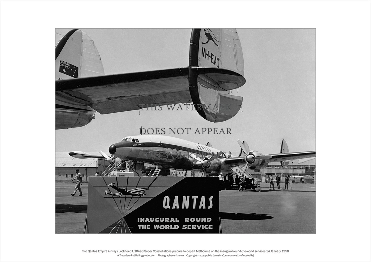 Qantas First Round-World Service A2 Art Print – Melbourne 58 – 59 x 42 cm Poster