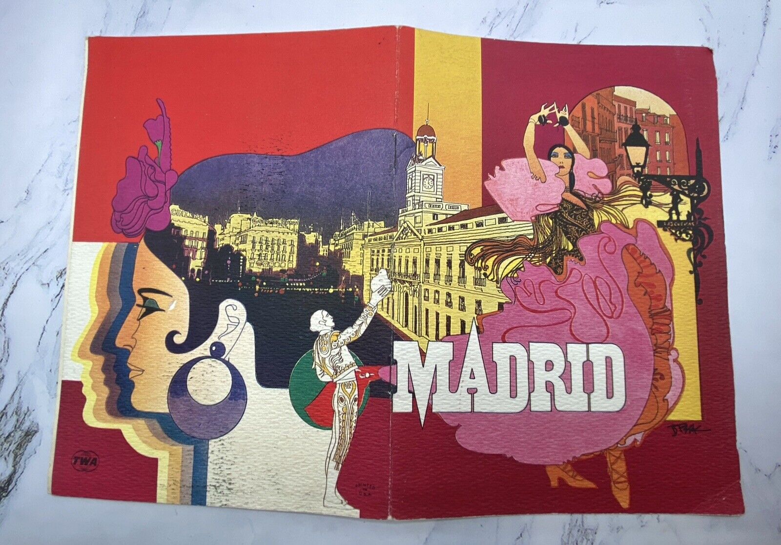 Vtg TWA Airline Madrid in Flight Menu Booklet Plane Flying Food Nostalgic core