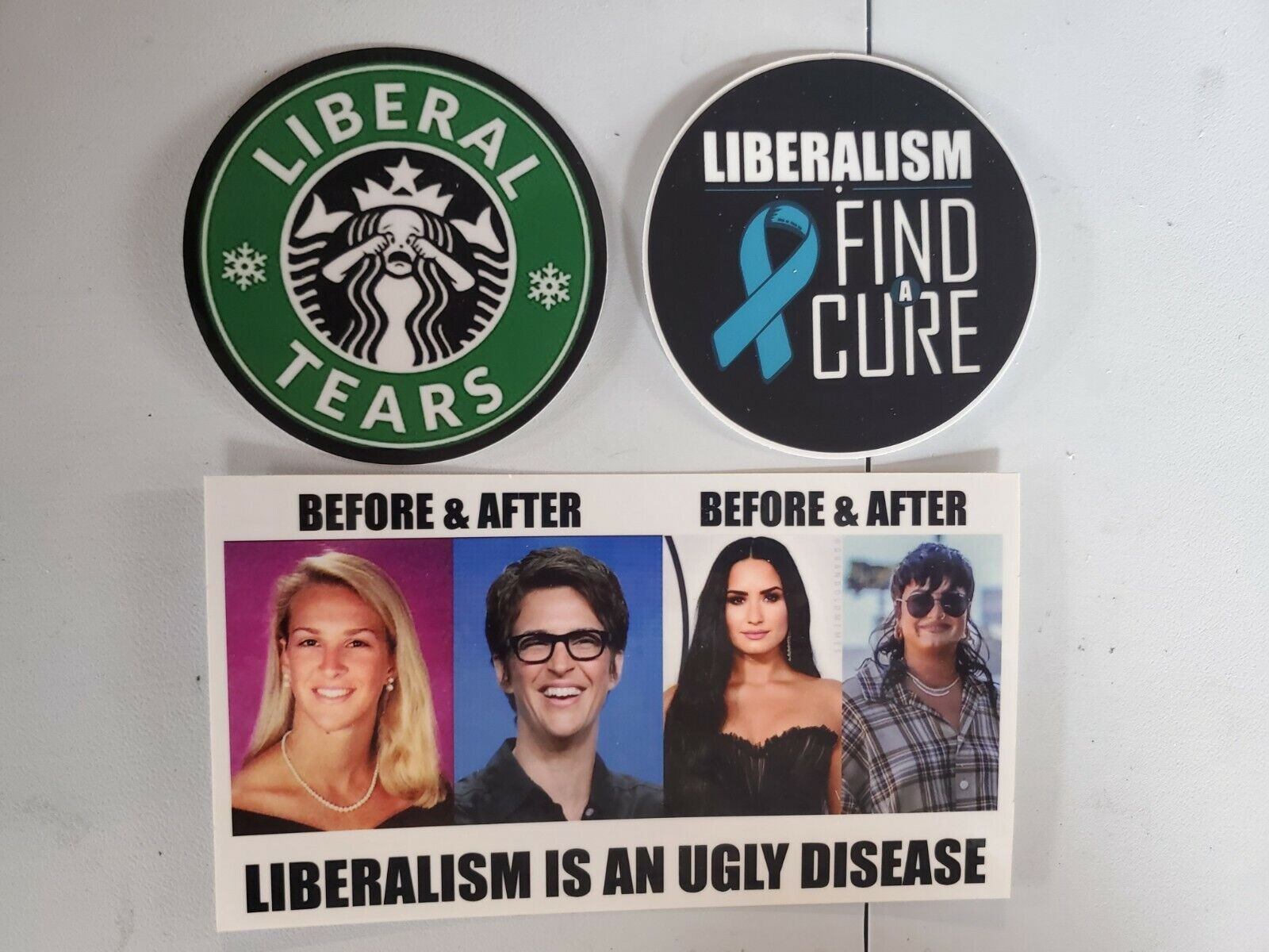 Liberalism is a Mental Disorder Find The Cure 🎗 3 PACK LOT LIBERAL TEARS CNN 