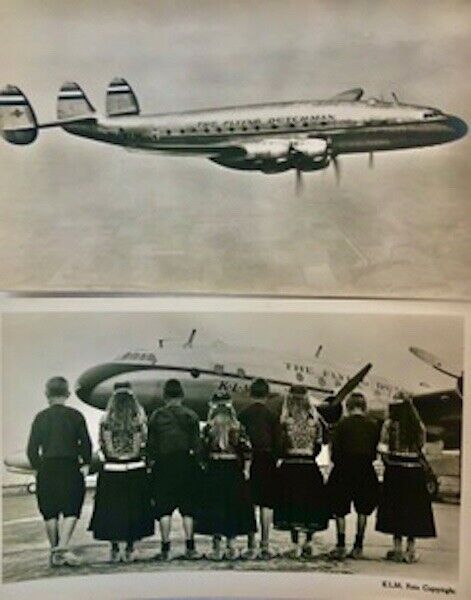 Rare Vintage K.L.M. Royal Dutch Airlines Postcards. Collection of 2 Postcards