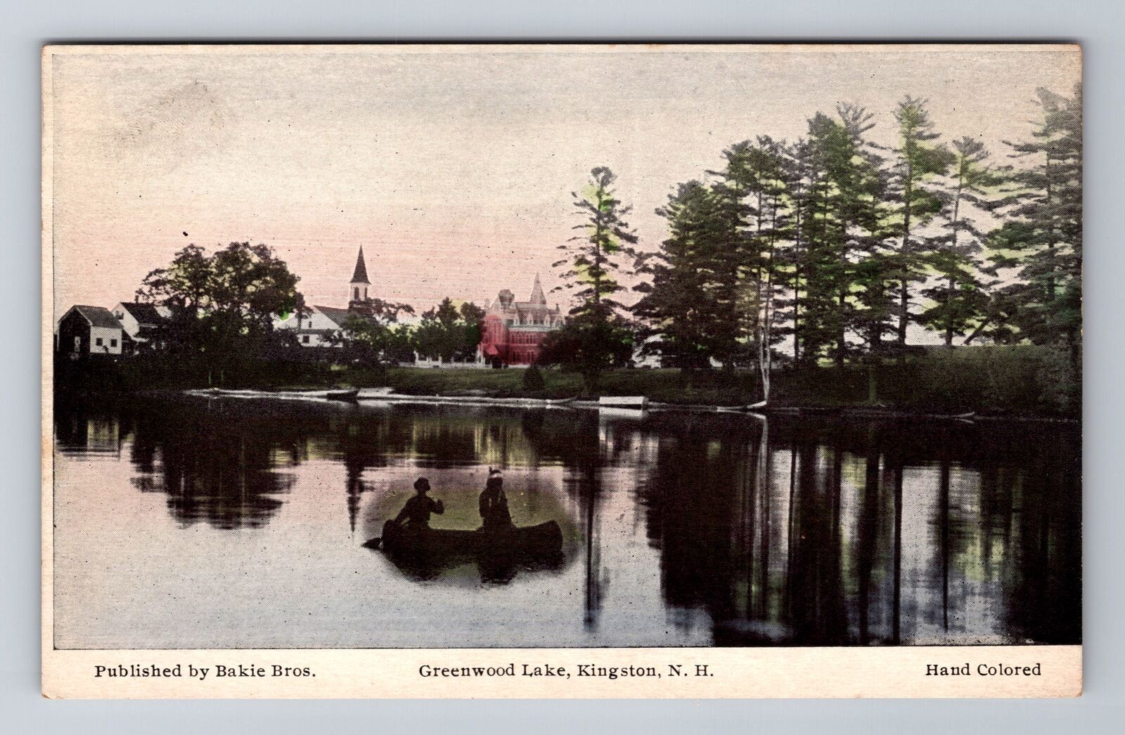 Kingston NH-New Hampshire, Greenwood Lake, Town View, Antique Vintage Postcard