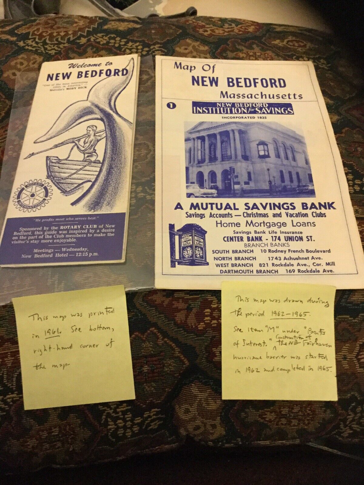 2 Vintage New Bedford Maps 1961 And 1962-1965