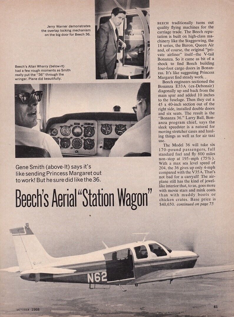 1968 Beechcraft 36 Bonanza Aircraft Report 10/13/2022y