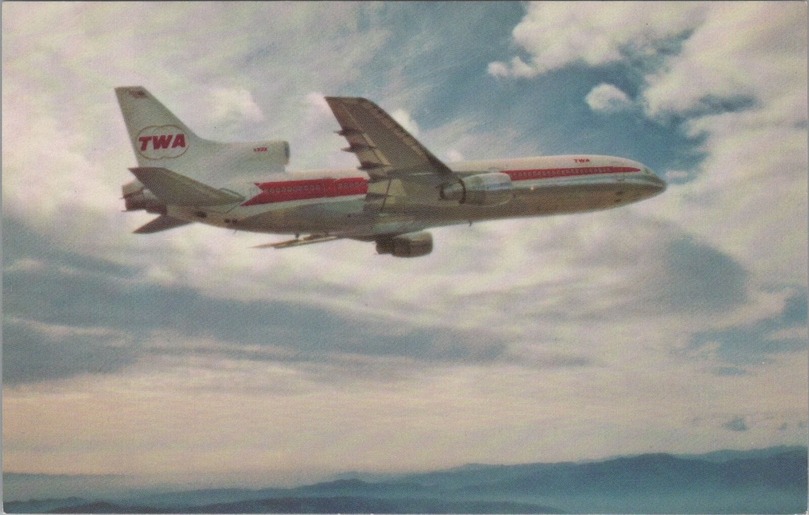 Postcard Airplane TWA L-1011 In Flight With TWA 