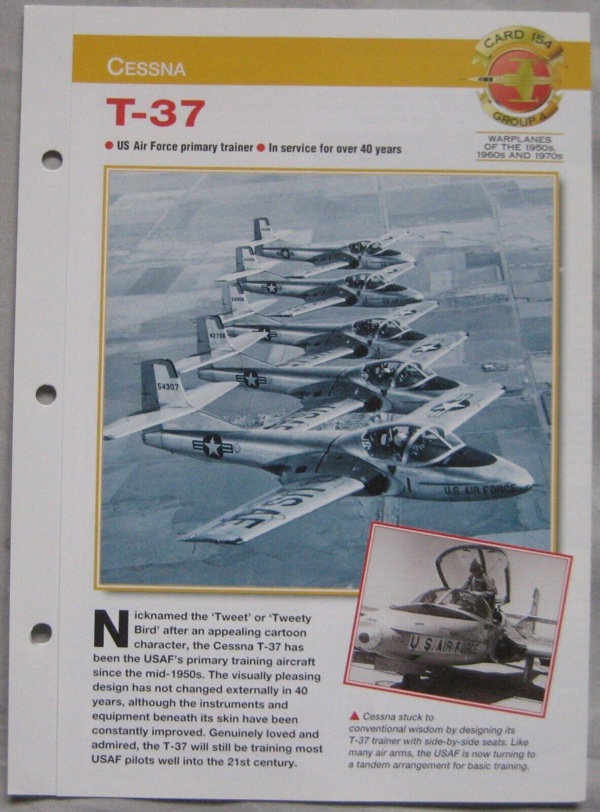 Aircraft of the World Card 154 , Group 4 - Cessna T-37