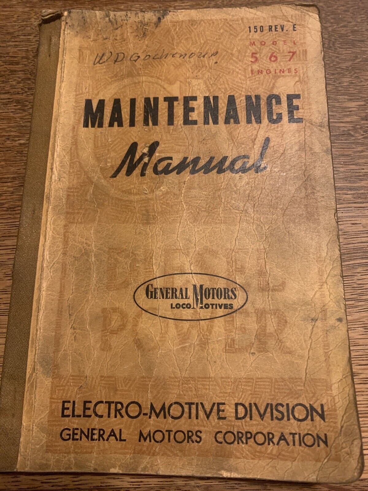 General Motors EMD Maintenance Manual Model 567 1943