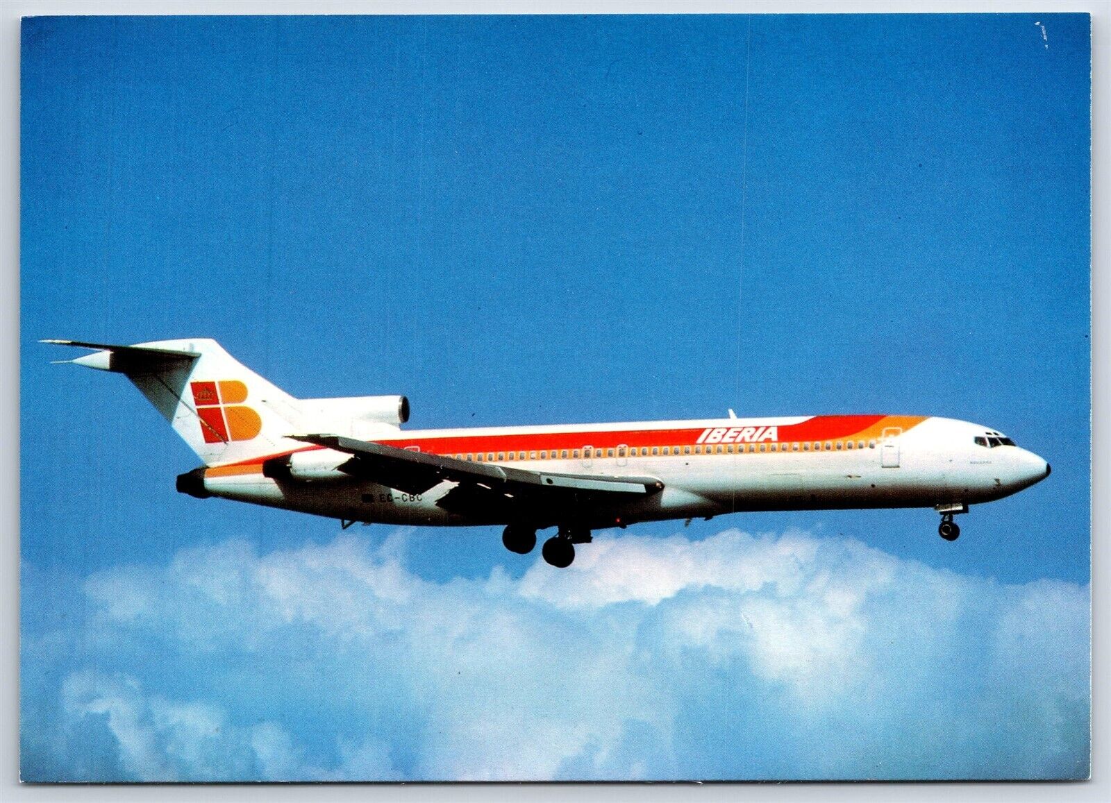 Airplane Postcard Iberia Airlines Boeing 727-256 Advances Plane Stats DH1