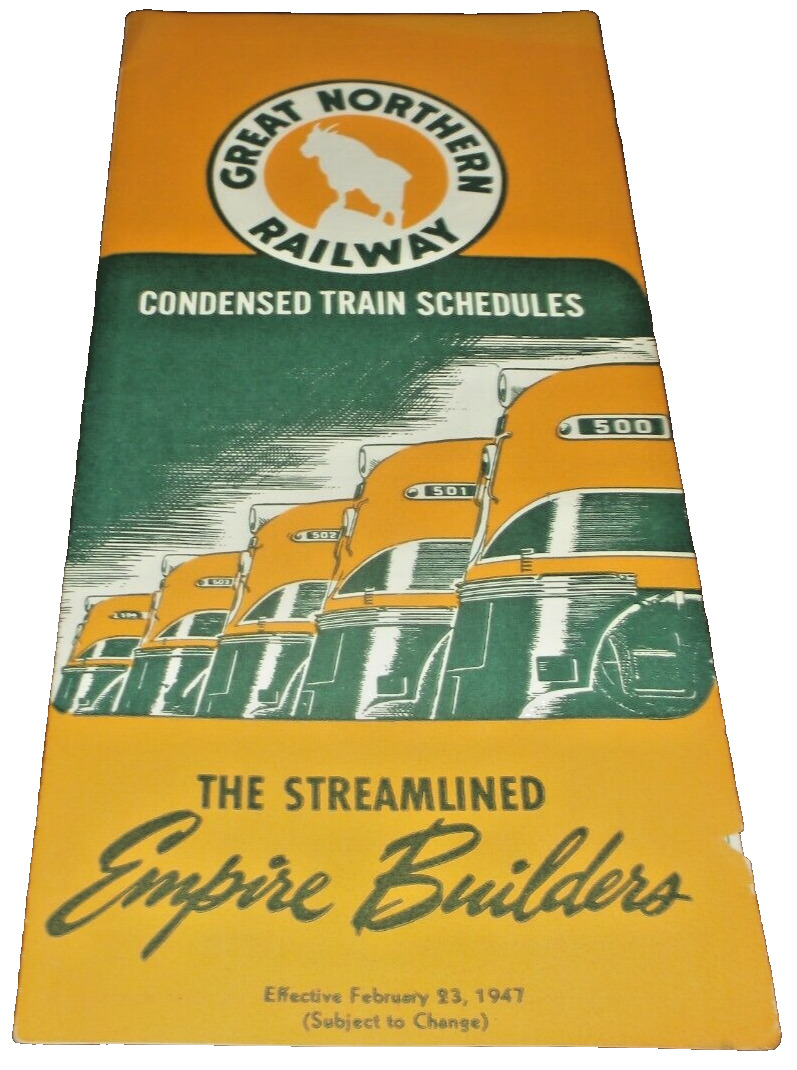 FEBRUARY 1947 GREAT NORTHERN EMPIRE BUILDER CONDENSED PUBLIC TIMETABLE