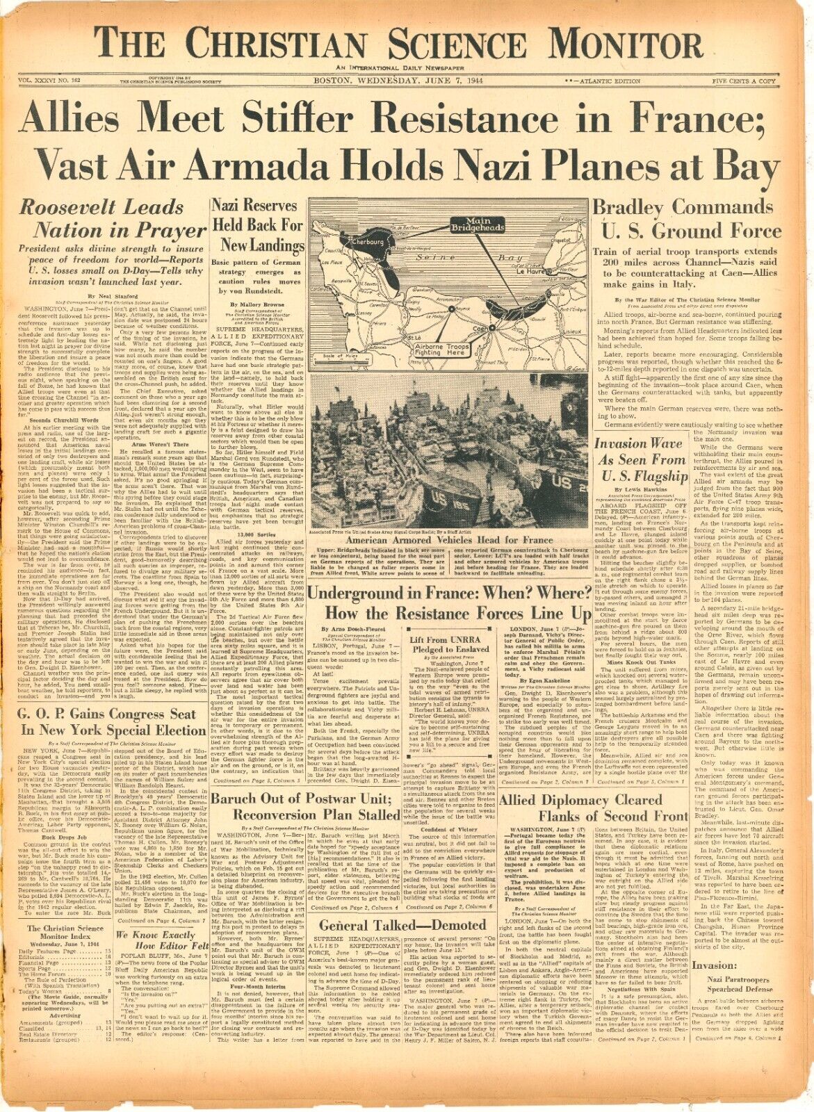D-DAY Overlord Allies Meet Resistance . Air Armada Hold Luftwaffe  June 7  1944