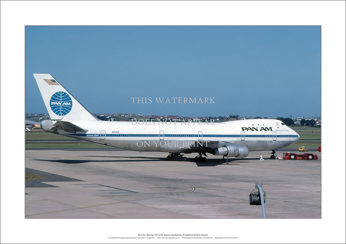 Pan Am Boeing 747-121 A3 Art Print – Departing Sydney – 42 x 29 cm Poster