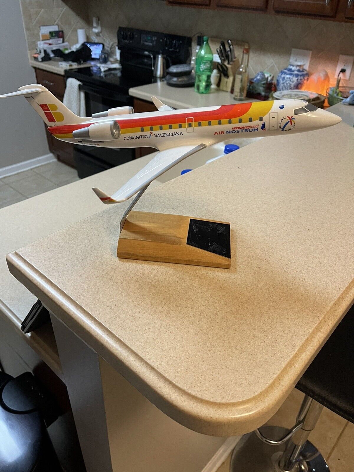 RARE CRJ-200 Bombardier Air Nostrum Airplane Wood Model - See Pics - Vtg