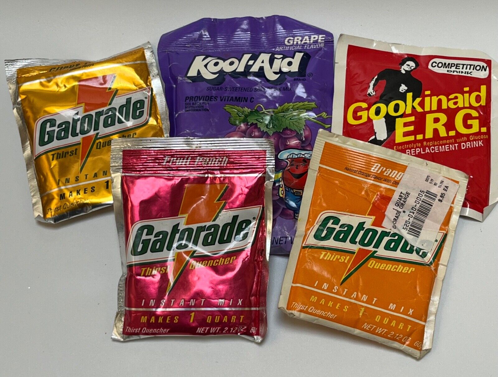 Lot 5 Vintage Hiking Drink Mixes: Gatorade + Gookinaid E.R.G. + Kool-Aid ~ NOS