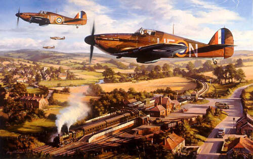 Tangmere Hurricanes by Nicolas Trudgian signed by RAF Battle of Britain Aces