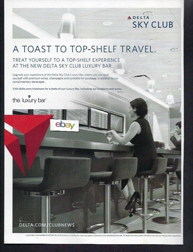 DELTA AIR LINES 2012 A TOAST TO TOP SHELF TRAVEL SKY CLUB AD