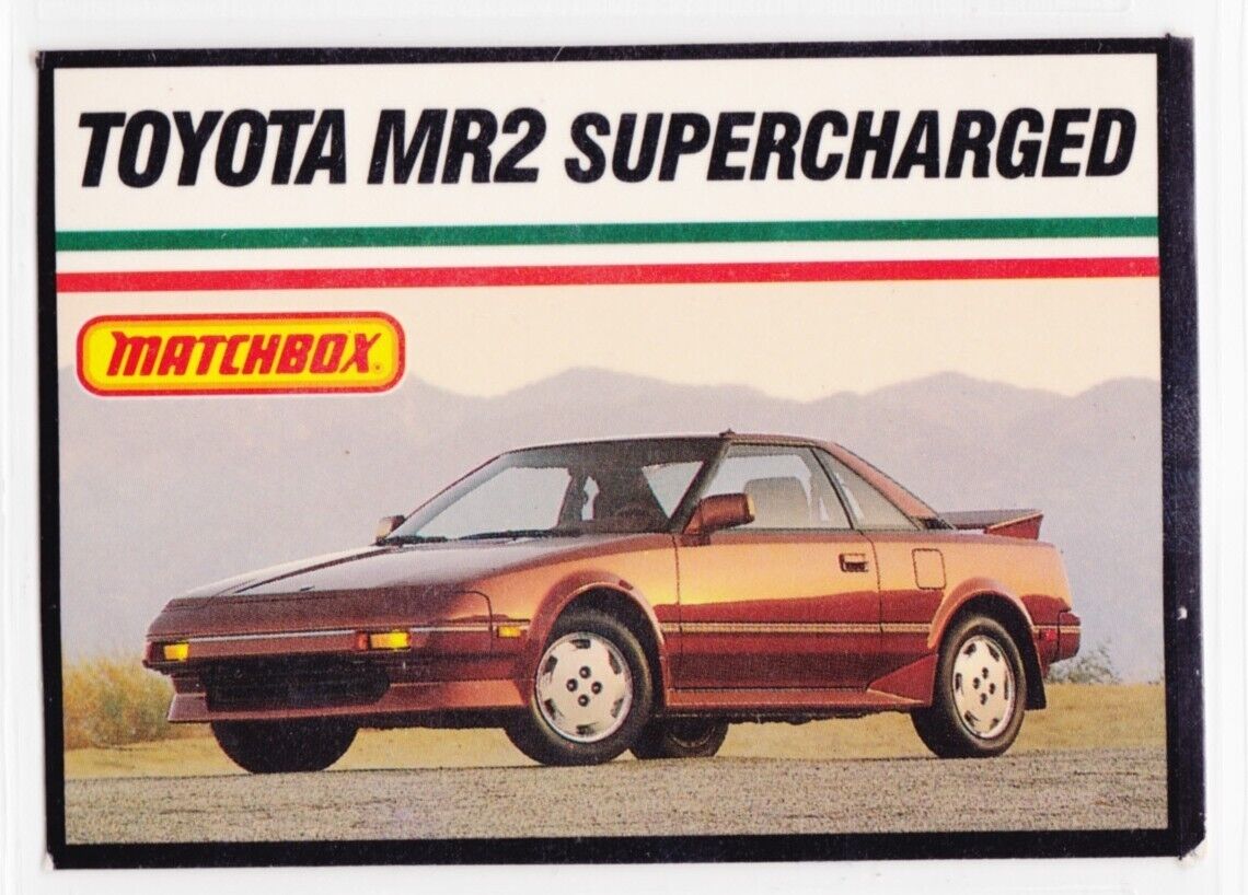 Vintage Matchbox Trading Card Toyota MR2 Supercharged (1st Gen W10 Serie) c.1989