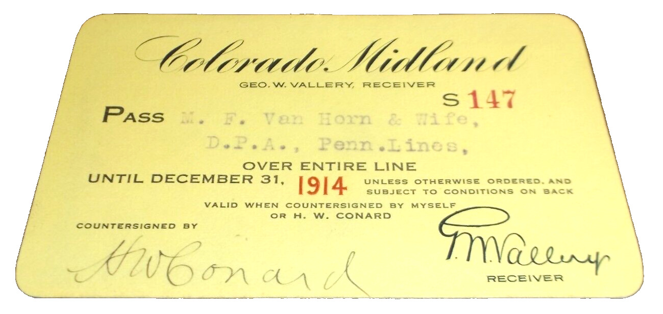 1914 COLORADO MIDLAND RAILWAY EMPLOYEE PASS #147