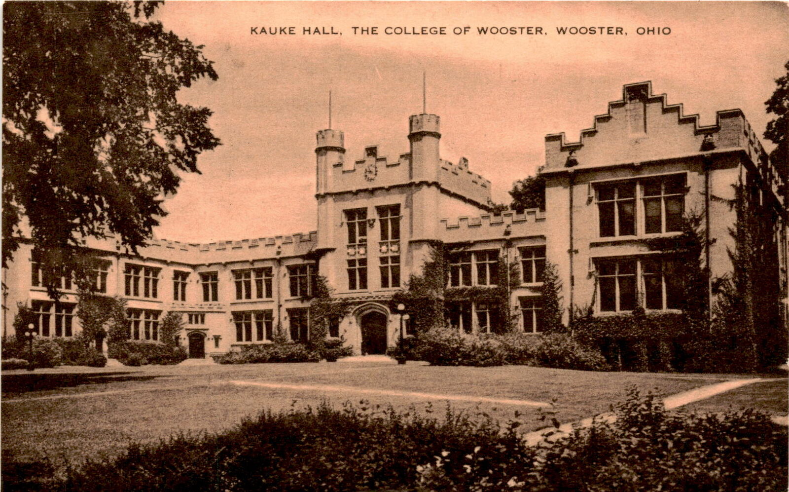 College of Wooster, Kauke Hall, Wooster, Ohio, architecture, landmark, Postcard