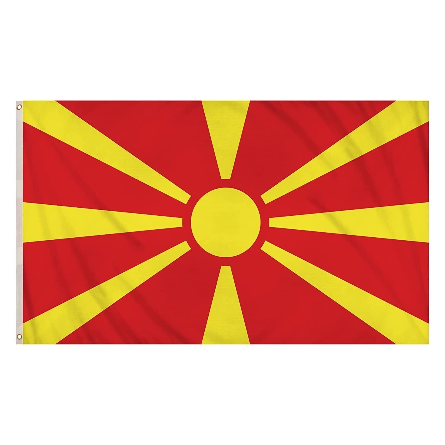 LARGE FLAG NORTH MACEDONIA 5FT X 3FT NATIONAL COLOUR BANNER WITH BRASS EYELETS