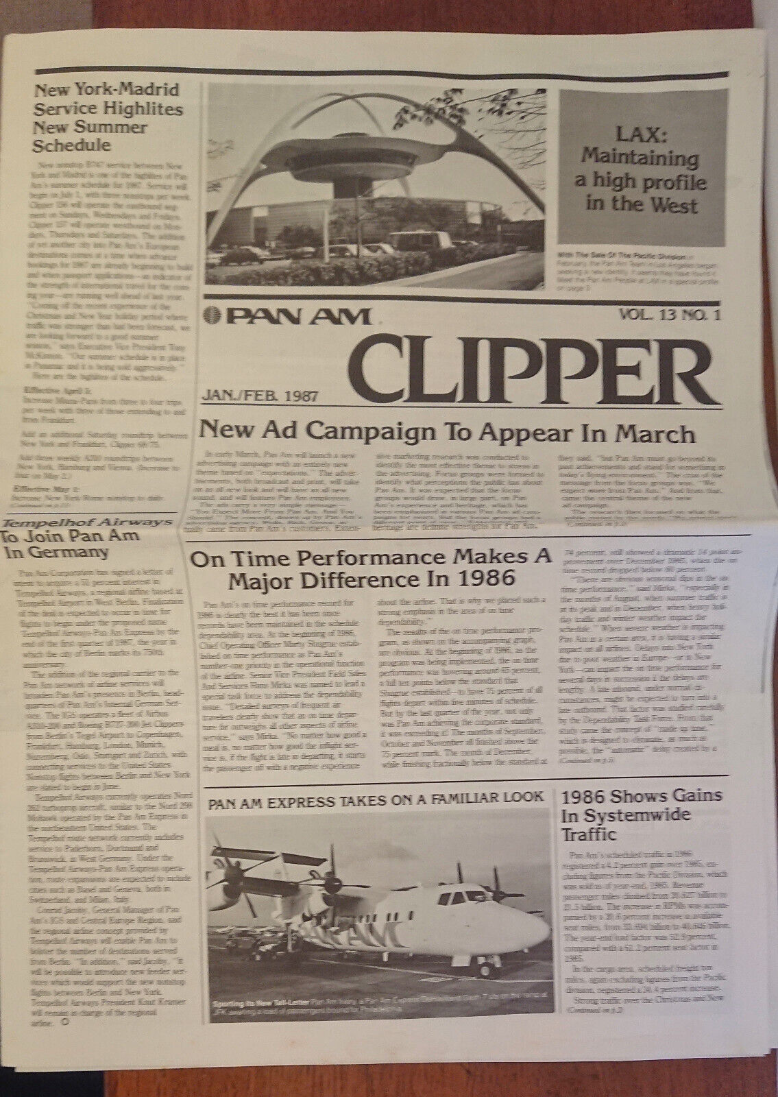 Pan Am Clipper Newspaper / Newsletter - Jan-Feb 1987