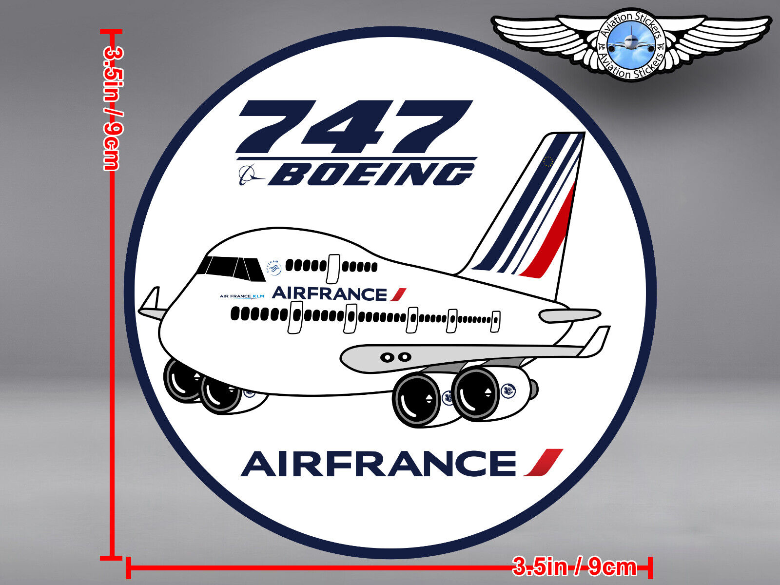AIR FRANCE PUDGY BOEING B747 ROUND DECAL / STICKER