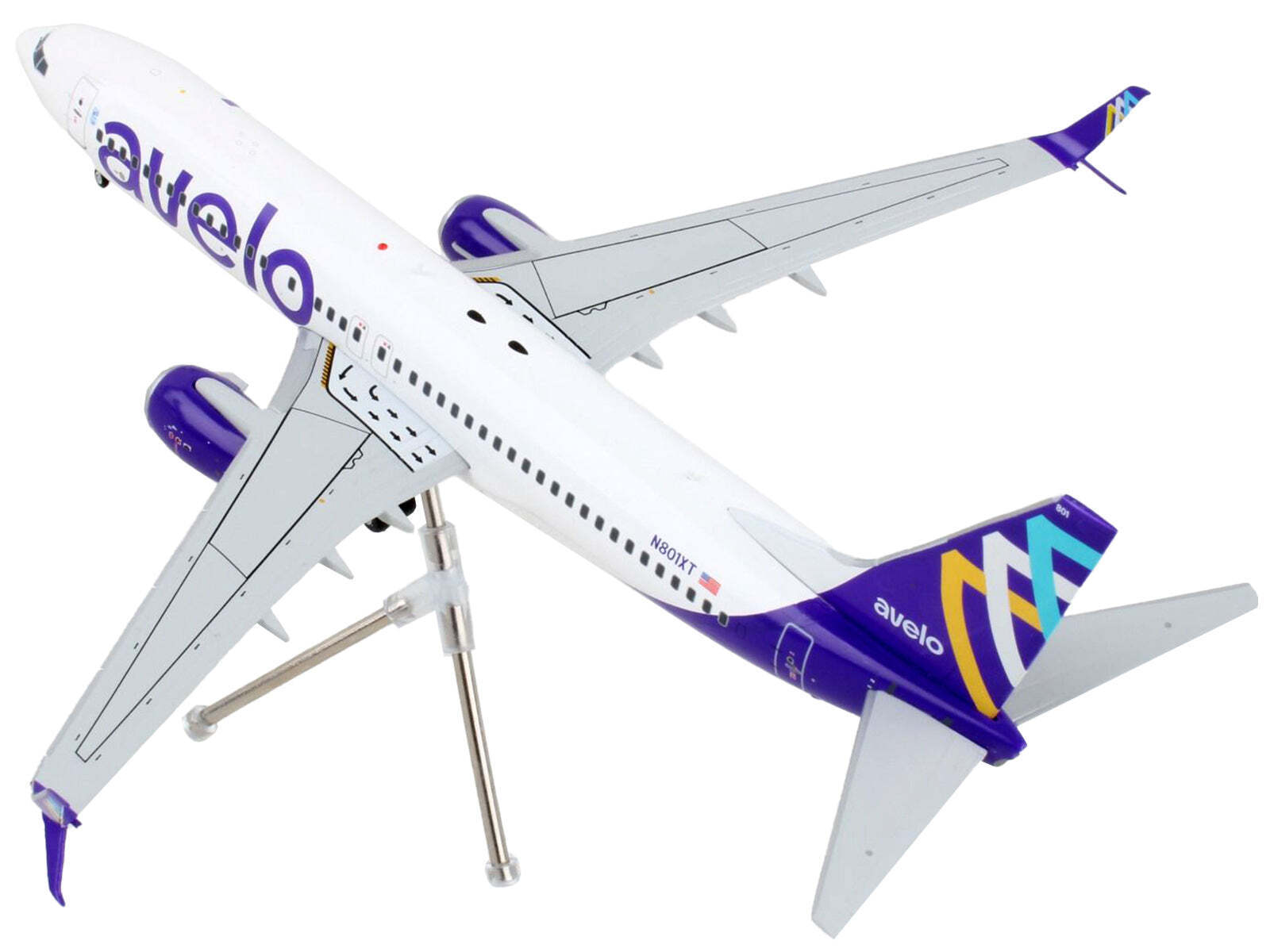 Boeing 737-800 Commercial Avelo Airlines Tail 1/200 Diecast Model Airplane